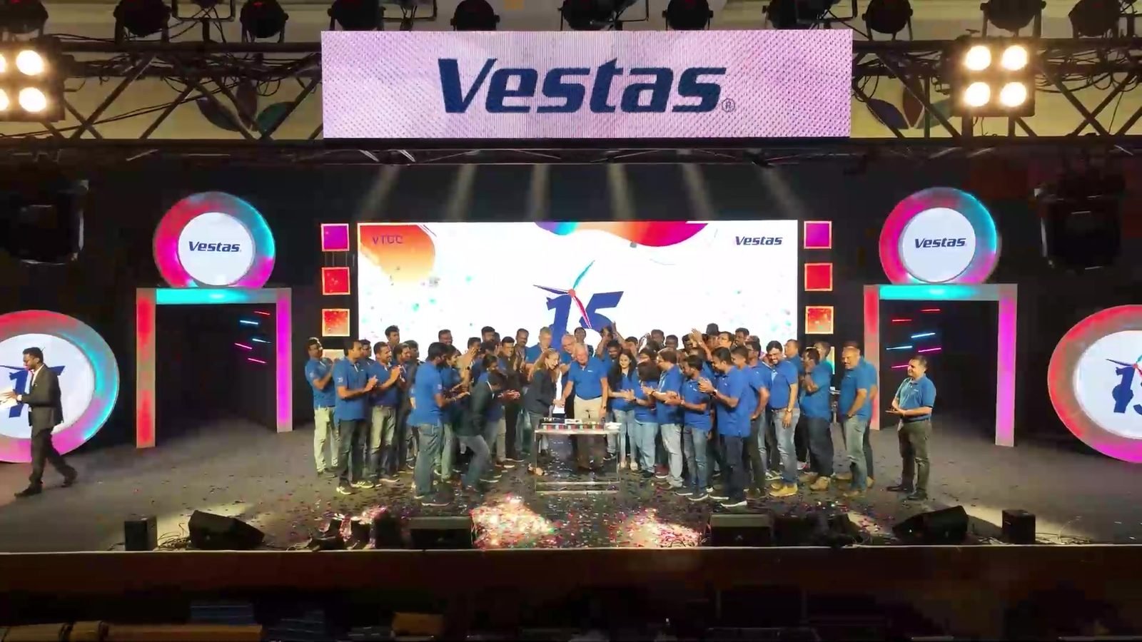 The VTCC team together on stage under the 15