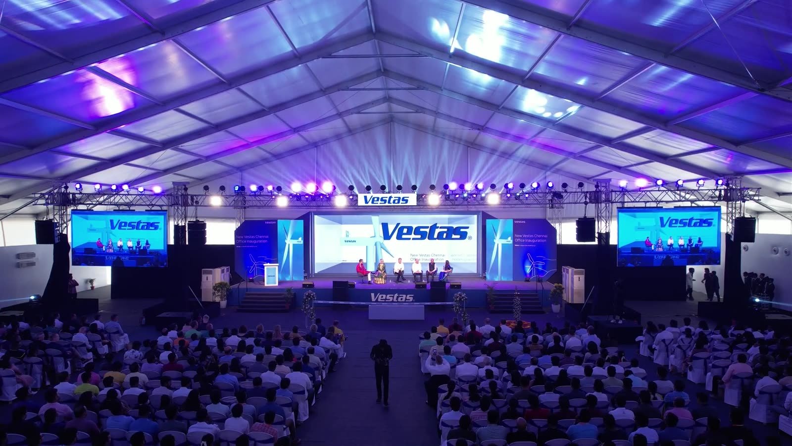 The Vestas inauguration venue, full house